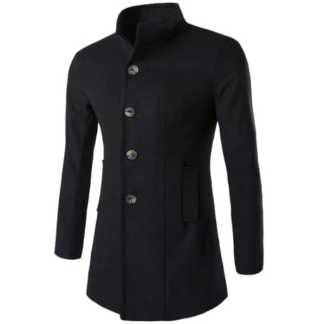 Trenchcoat med stående krage för män-Clothes for Men-Hemnix-Svart-M-Hemnix