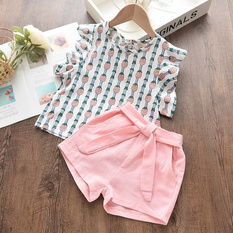 Set med casual skjorta och shorts för barn-Clothes for women-Hemnix-Rosa 3-2T-Hemnix