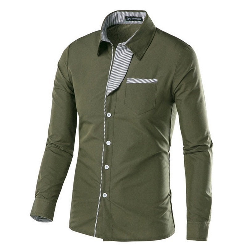 Slim Fit långärmat för män-Clothes for Men-Hemnix-Grön-M-Hemnix