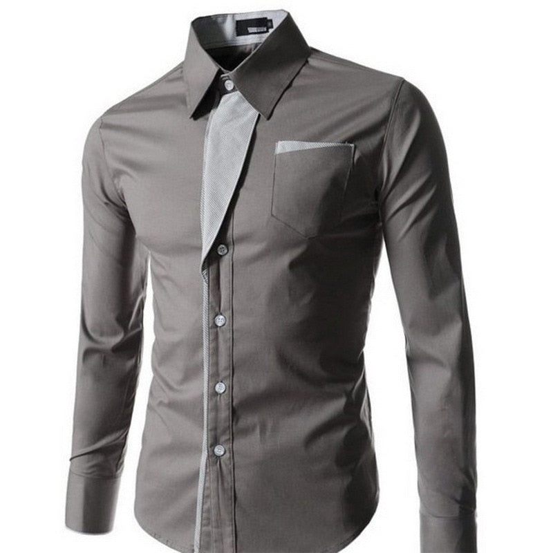 Slim Fit långärmat för män-Clothes for Men-Hemnix-Grå-M-Hemnix