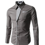 Slim Fit långärmat för män-Clothes for Men-Hemnix-Grå-M-Hemnix