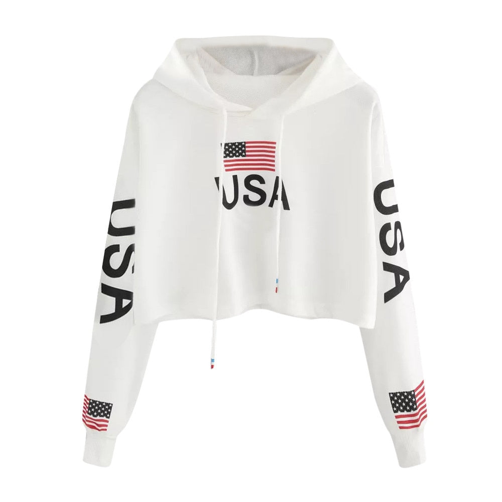 USA Crop Tröja-Clothes for women-Hemnix-Hemnix