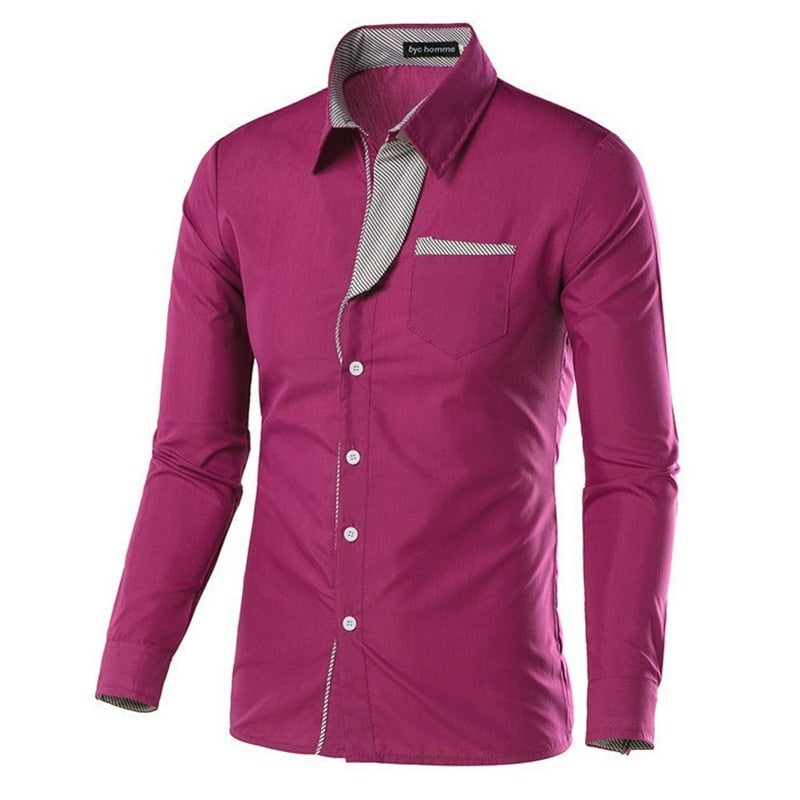 Slim Fit långärmat för män-Clothes for Men-Hemnix-Rosenröd-M-Hemnix