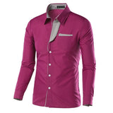 Slim Fit långärmat för män-Clothes for Men-Hemnix-Rosenröd-M-Hemnix
