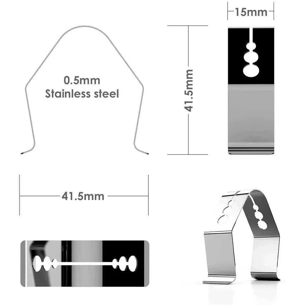 Carvallo Termometer-Cliphållare 4-pack | I rostfritt stål | För BBQ, rökare & ugn | Passar för trådlösa & Bluetooth-termometrar Carvallo