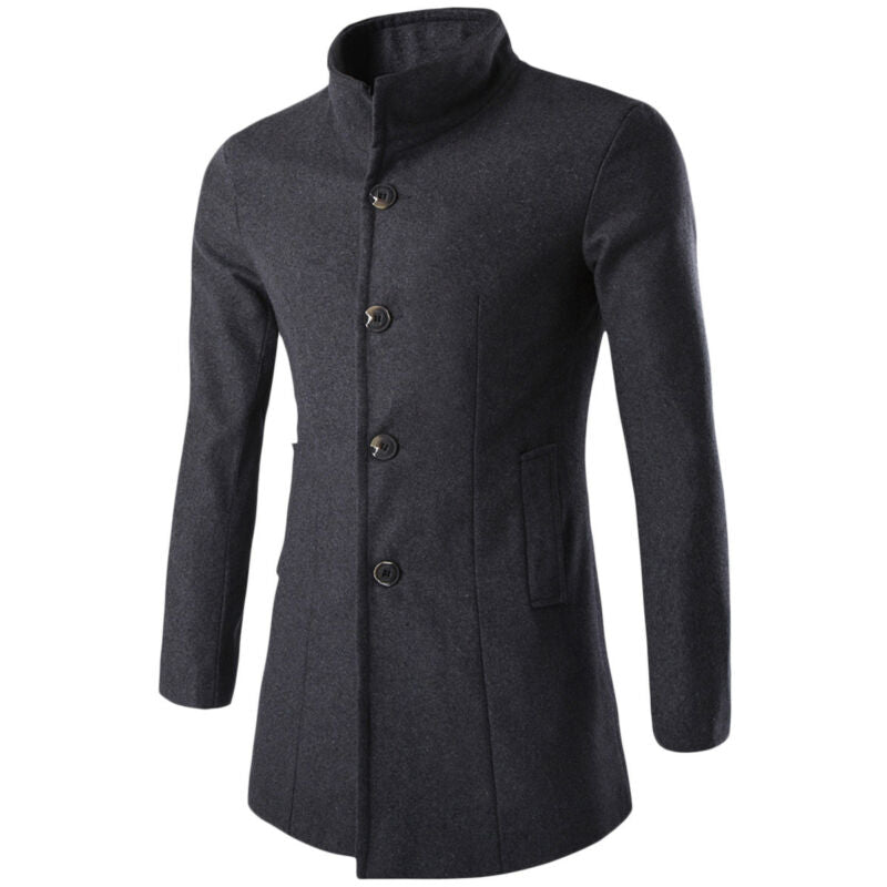 Trenchcoat med stående krage för män-Clothes for Men-Hemnix-Hemnix