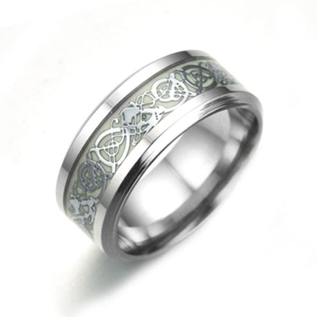 Lysande keltisk drake ring-Jewelry for men-Hemnix-16.5 mm-Platina silver-Hemnix