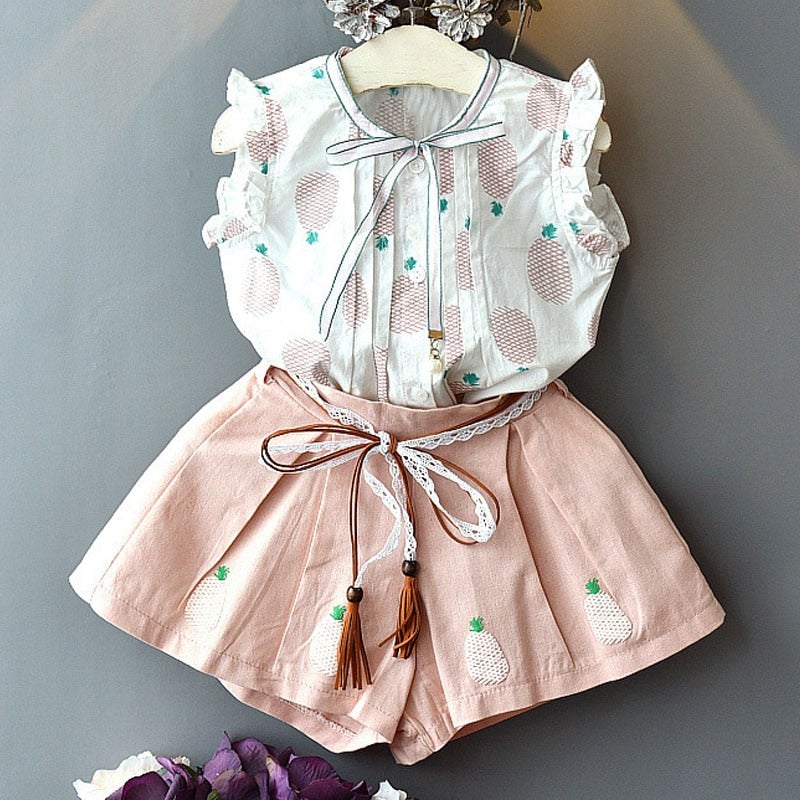 Set med casual skjorta och shorts för barn-Clothes for women-Hemnix-Rosa 2-2T-Hemnix