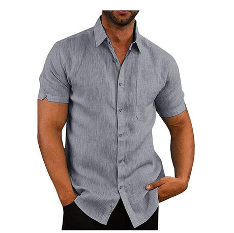 Polo shirt med knapp för män-Clothes for Men-Hemnix-Grått-M-Hemnix