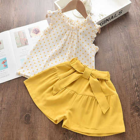 Set med casual skjorta och shorts för barn-Clothes for women-Hemnix-Gul 2-2T-Hemnix