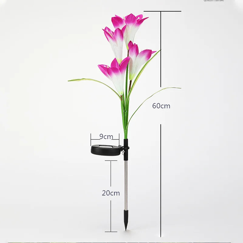 Carvallo SolarBloom Solar Trädgårdslampor LED Liljor | Dekolampa med ljussensor | För gård, gräsmatta & fester | Röd & Lila Carvallo