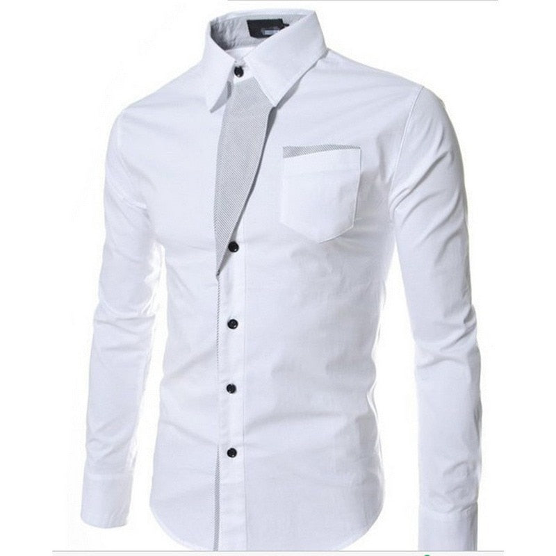 Slim Fit långärmat för män-Clothes for Men-Hemnix-Vit-M-Hemnix