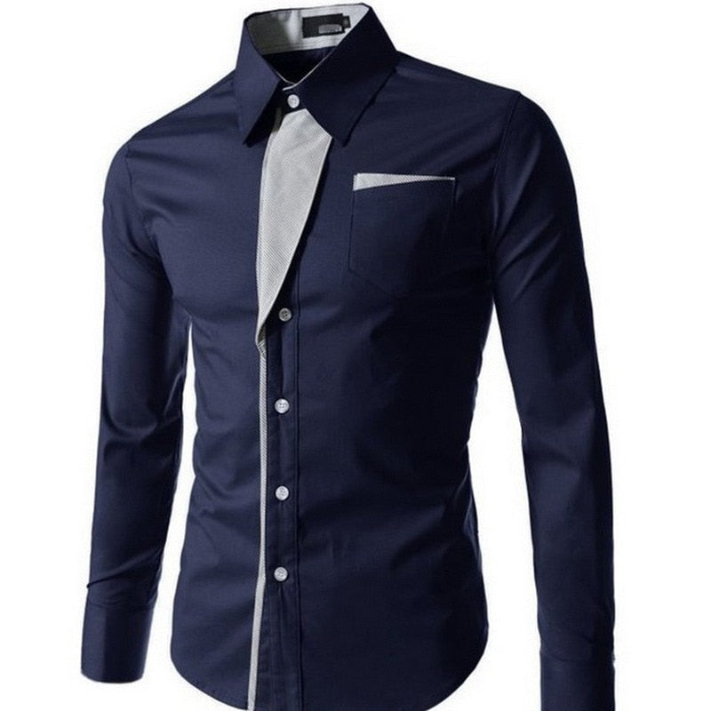 Slim Fit långärmat för män-Clothes for Men-Hemnix-Marin-M-Hemnix