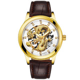 Ultratunn Golden Dragon Klocka-Watches for men-Hemnix-Vit läder-Hemnix