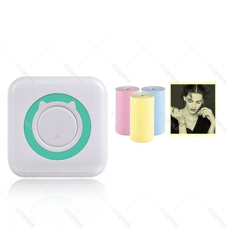 Bärbar fickskrivare-Electronics-Hemnix-Blå skrivare + 3 färgrullar-Hemnix