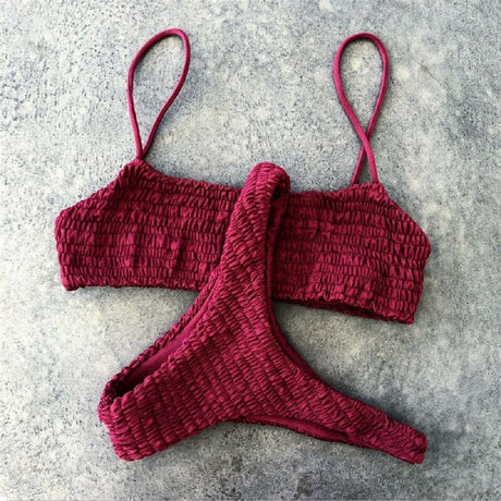 Plisserat bikiniset-Clothes for women-Bellasverige-Rött vin-S-Hemnix