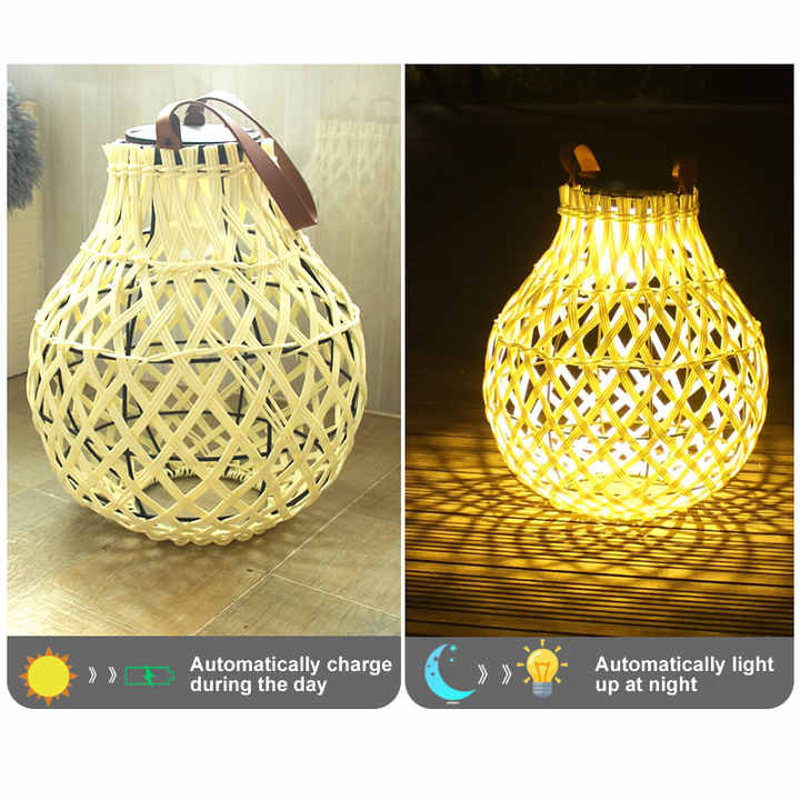 Solar LED Rattanlampa – Stor utomhusbelysning i oval design för trädgård och terrass Carvallo