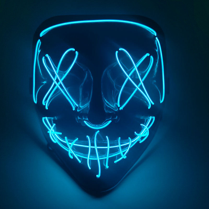 LED Skräckmask för Halloween & Maskerad | Purge-Inspirerad Blinkande Mask med 3 Ljuslägen – Justerbar & Säker EL-Wire Design-Utklädnad-BB-Hemnix