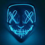 LED Skräckmask för Halloween & Maskerad | Purge-Inspirerad Blinkande Mask med 3 Ljuslägen – Justerbar & Säker EL-Wire Design-Utklädnad-BB-Hemnix