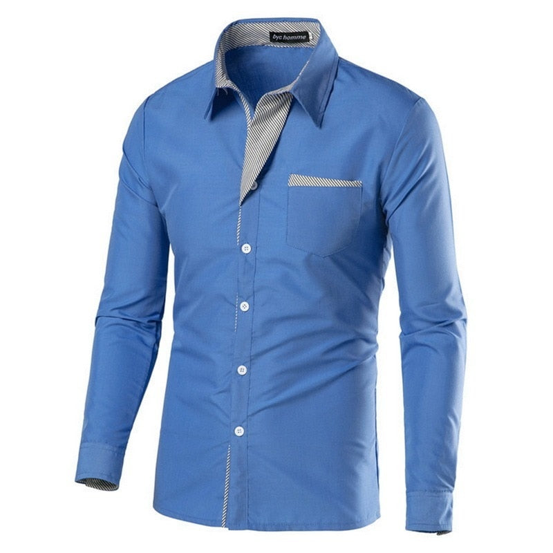 Slim Fit långärmat för män-Clothes for Men-Hemnix-Blå-M-Hemnix