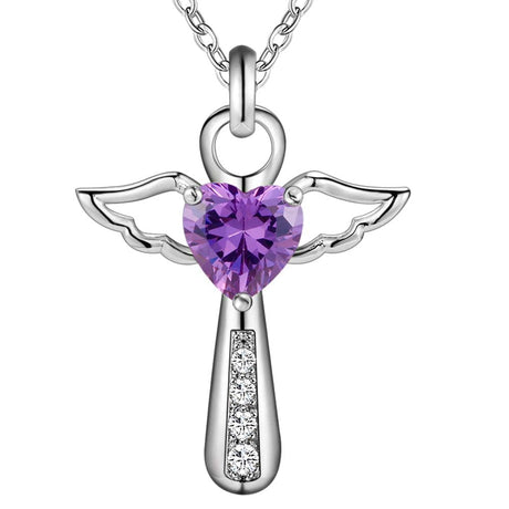 Ängel vingar kors halsband-Jewelry-Hemnix-Lila-45cm-Hemnix