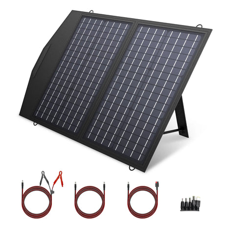 Carvallo Fällbart Solpanel 100W | Vattentät IP66 | Kompatibel med Solgenerator & Laptop | För Camping, Husbil & Utomhus Carvallo