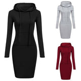 Slim Pullover Hoodie Klänning-Clothes for women-Hemnix-Hemnix