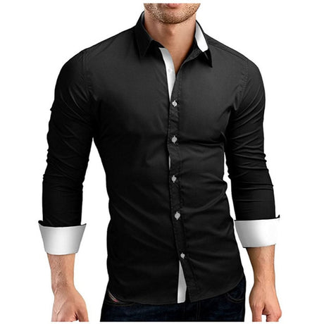 Män Slim Fit långa ärmar-Clothes for Men-Hemnix-Svart-M-Hemnix