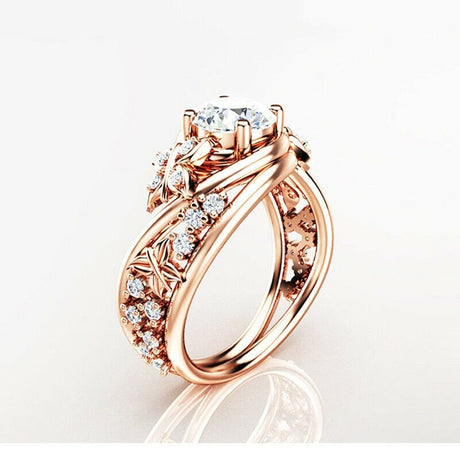 Hollow Rhinestones fjäril blomma ring-Jewelry for women-Hemnix-Hemnix