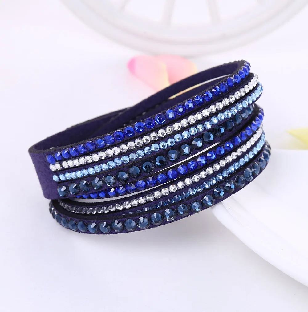 Crystal Wrap Armband | Flerlagers Rhinestone Läder Accessoar Carvallo