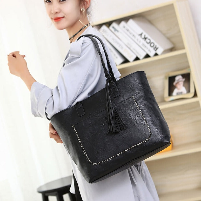 Skulderväska i läder för kvinnor-Accessories-Hemnix-Svart-Hemnix