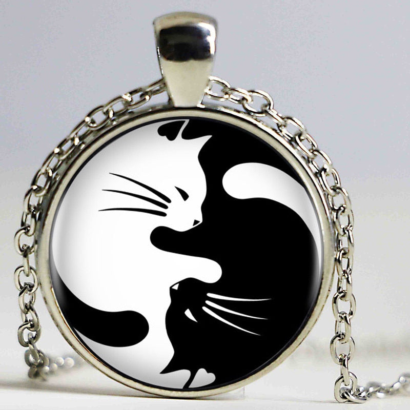 Cat Yingyang halsband-Jewelry-Hemnix-Silverpläterad-Hemnix