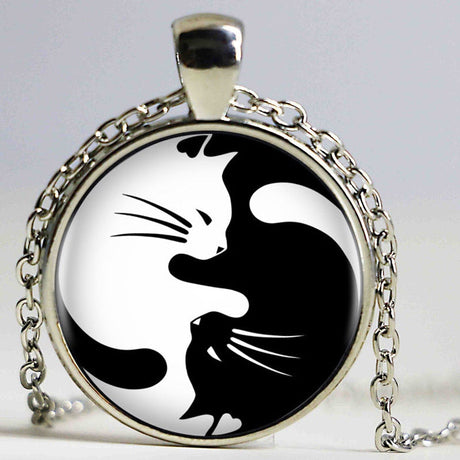 Cat Yingyang halsband-Jewelry-Hemnix-Silverpläterad-Hemnix