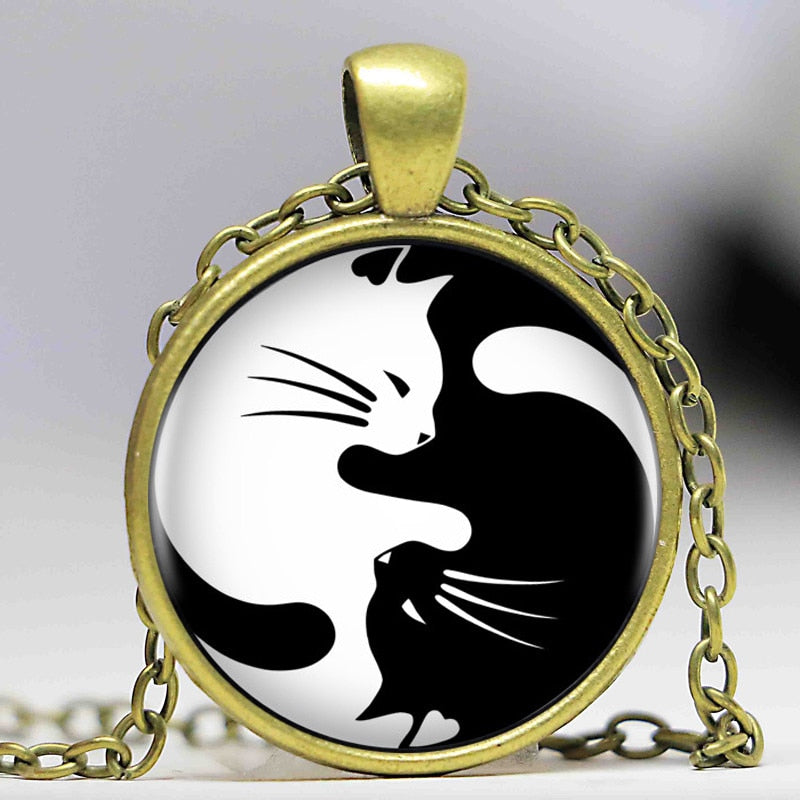 Cat Yingyang halsband-Jewelry-Hemnix-Antik brons-Hemnix