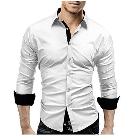 Män Slim Fit långa ärmar-Clothes for Men-Hemnix-Vit-M-Hemnix
