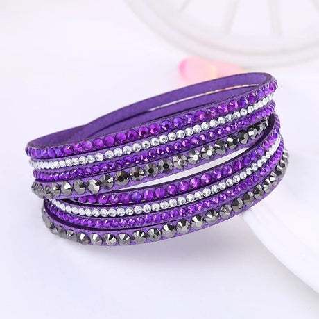 Crystal Wrap Armband | Flerlagers Rhinestone Läder Accessoar Carvallo