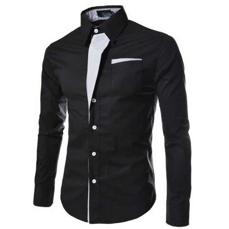 Slim Fit långärmat för män-Clothes for Men-Hemnix-Svart-M-Hemnix