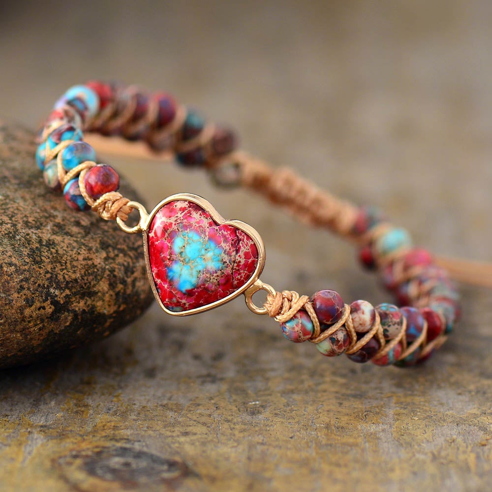 Passion Heart Flätad Armband-Jewelry for women-Hemnix-Röd Jaspis-Hemnix