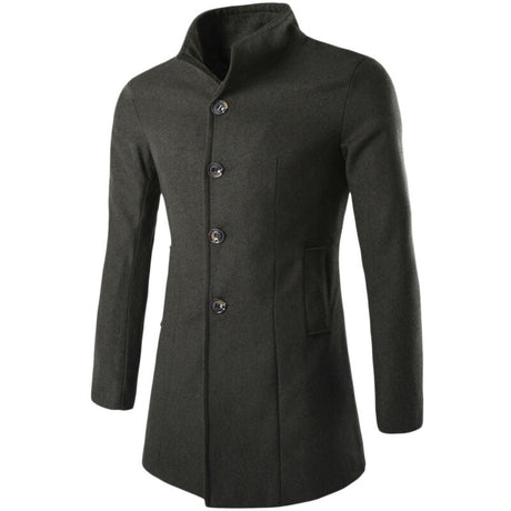 Trenchcoat med stående krage för män-Clothes for Men-Hemnix-Armégrön-M-Hemnix