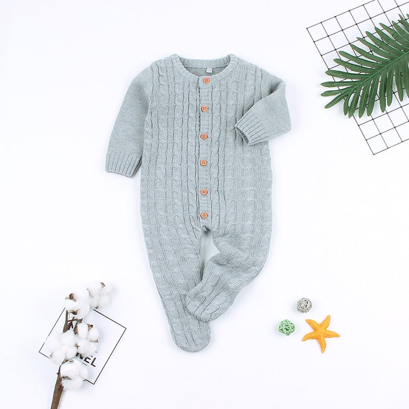 Stickad barn Romper-Kids-Hemnix-Grå-6M-Hemnix