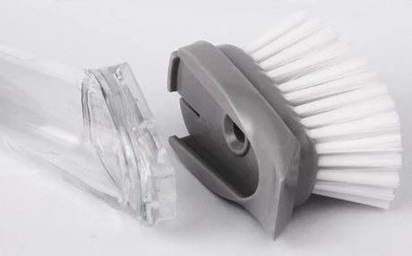 Carvallo 2-i-1 Diskborste med tvålpump & utbytbara huvuden | Långt handtag & skrapa | För kastruller, stekpannor & tallrikar Carvallo