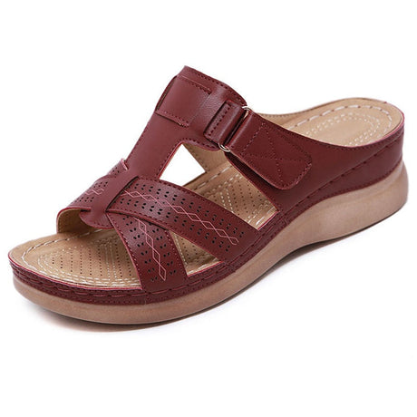 Ortopediska sandaler för kvinnor-Shoes for Women-Hemnix-Rött vin-35-Hemnix