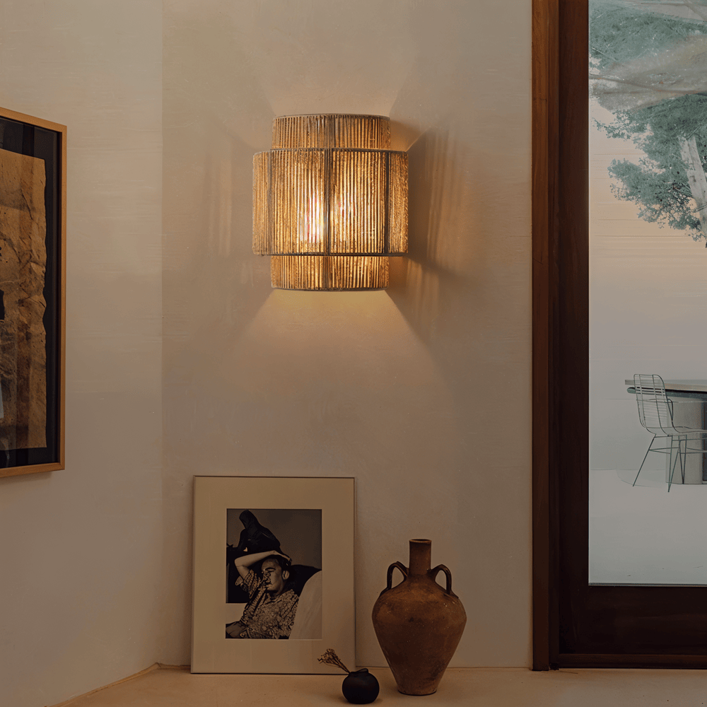 BohoLight Vägglampa – Handgjord Lampa i Hampa & Rotting Hemnix