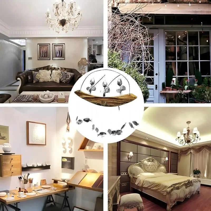 Fiskarvindklocka – Skulptur i återvunnen metall för fiskträdgård MILA Sverige