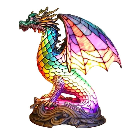 TiffanyGlow - Färgglad Djurhuvud Nattlampa – Handgjord Tiffany Glaslampa Carvallo