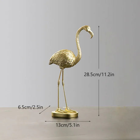 Lyxig gyllene flamingoskulptur - Elegant tropisk fågelstaty för modern heminredning MILA Sverige