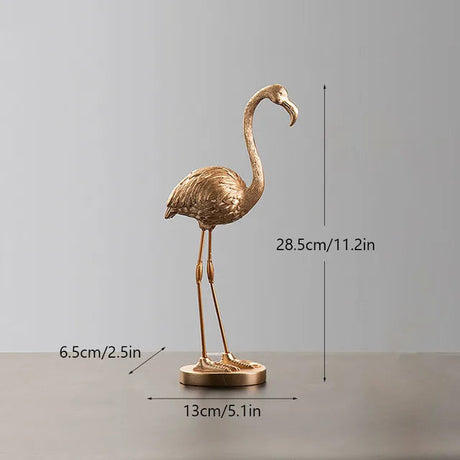 Lyxig gyllene flamingoskulptur - Elegant tropisk fågelstaty för modern heminredning MILA Sverige