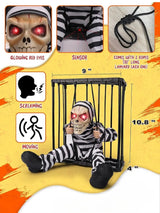 Skrikande animerad Halloween-fånge i bur Carvallo