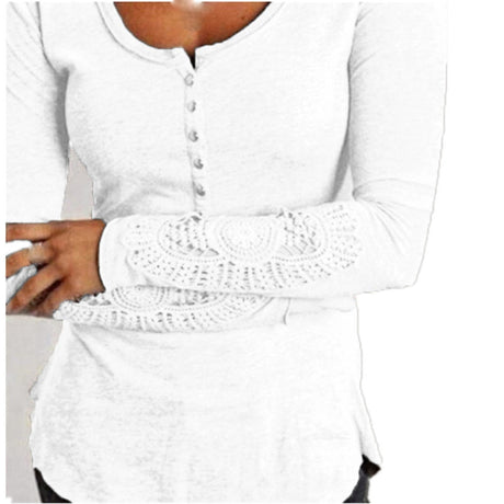 Spets långärmad skjorta-Clothes for women-Hemnix-Vit-S-Hemnix