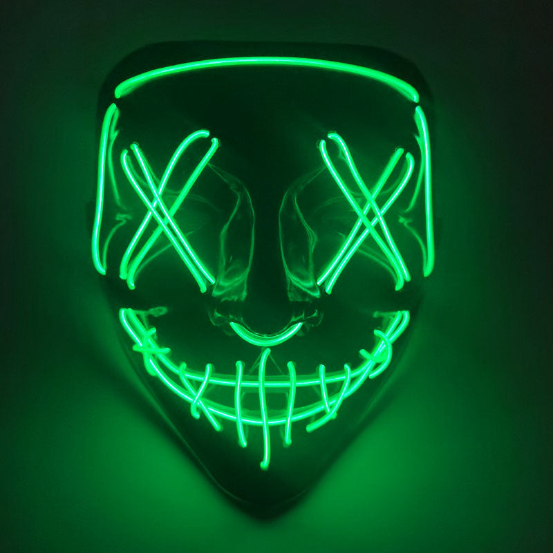 LED Skräckmask för Halloween & Maskerad | Purge-Inspirerad Blinkande Mask med 3 Ljuslägen – Justerbar & Säker EL-Wire Design-Utklädnad-BB-Hemnix